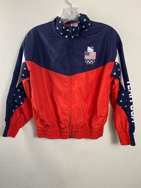 Hello Kitty Red & Navy Kids 10-12 Windbreaker Jacket Team USA Olympic Flag